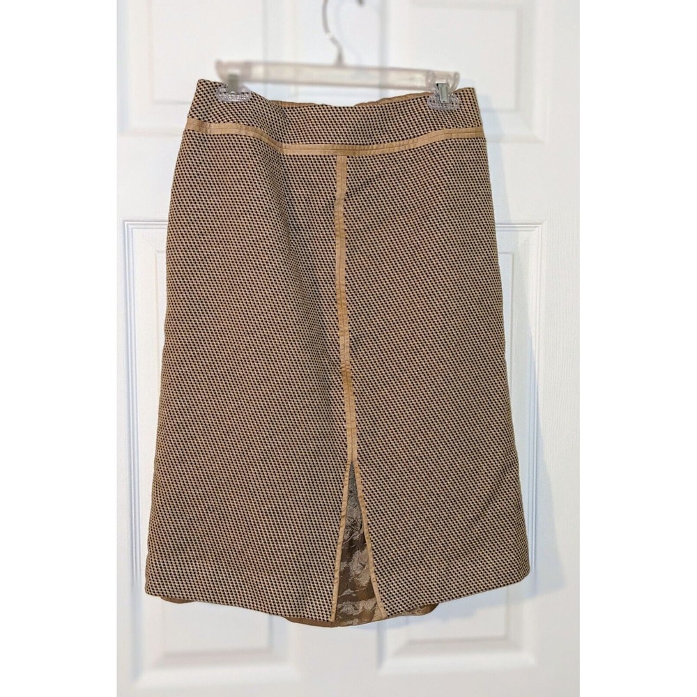 Carlisle Wool Pencil Skirt Career Business Lined Tan Brown Pattern Size 12